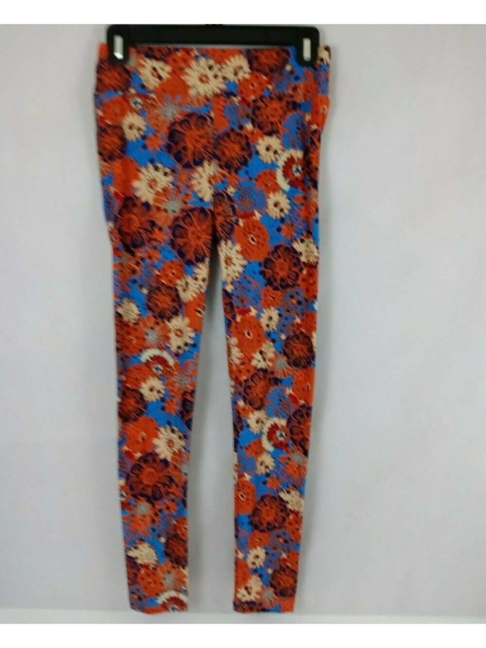 New LuLaRoe One Size Leggings With Orange & Blue Floral Design